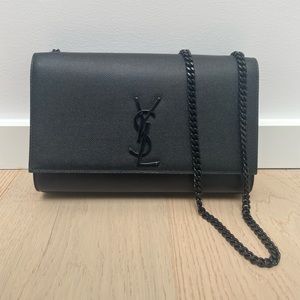 Saint Laurent Black Leather Kate Bag on Chain